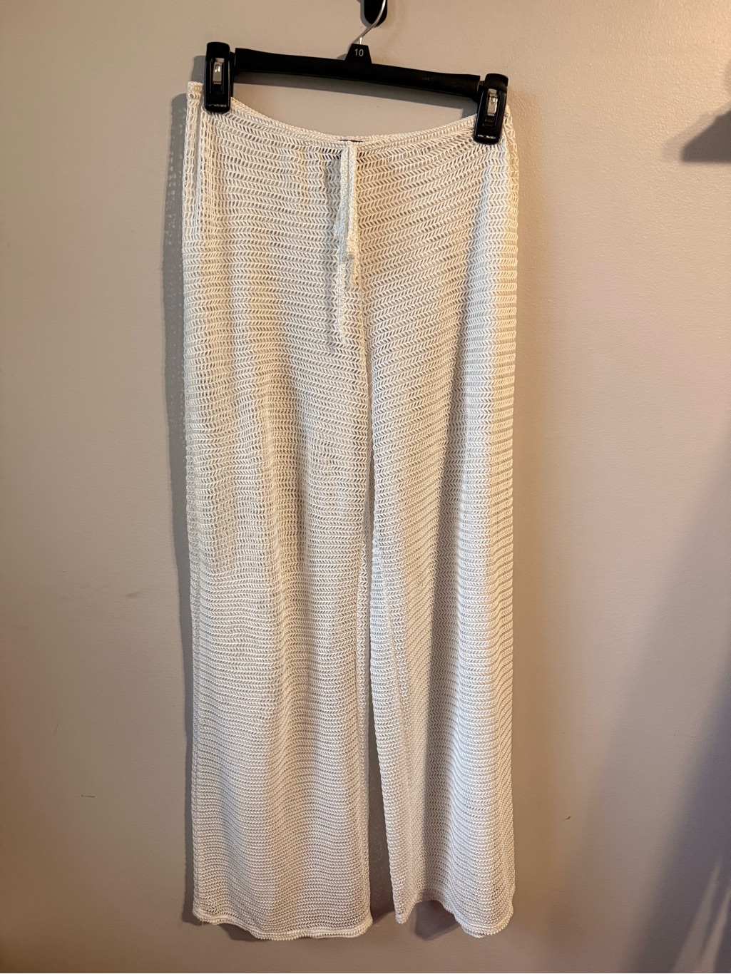 Jordan Taylor Cream Crochet Wide-Leg Pants/ Swimsuit Cover Up - Sheer Size M